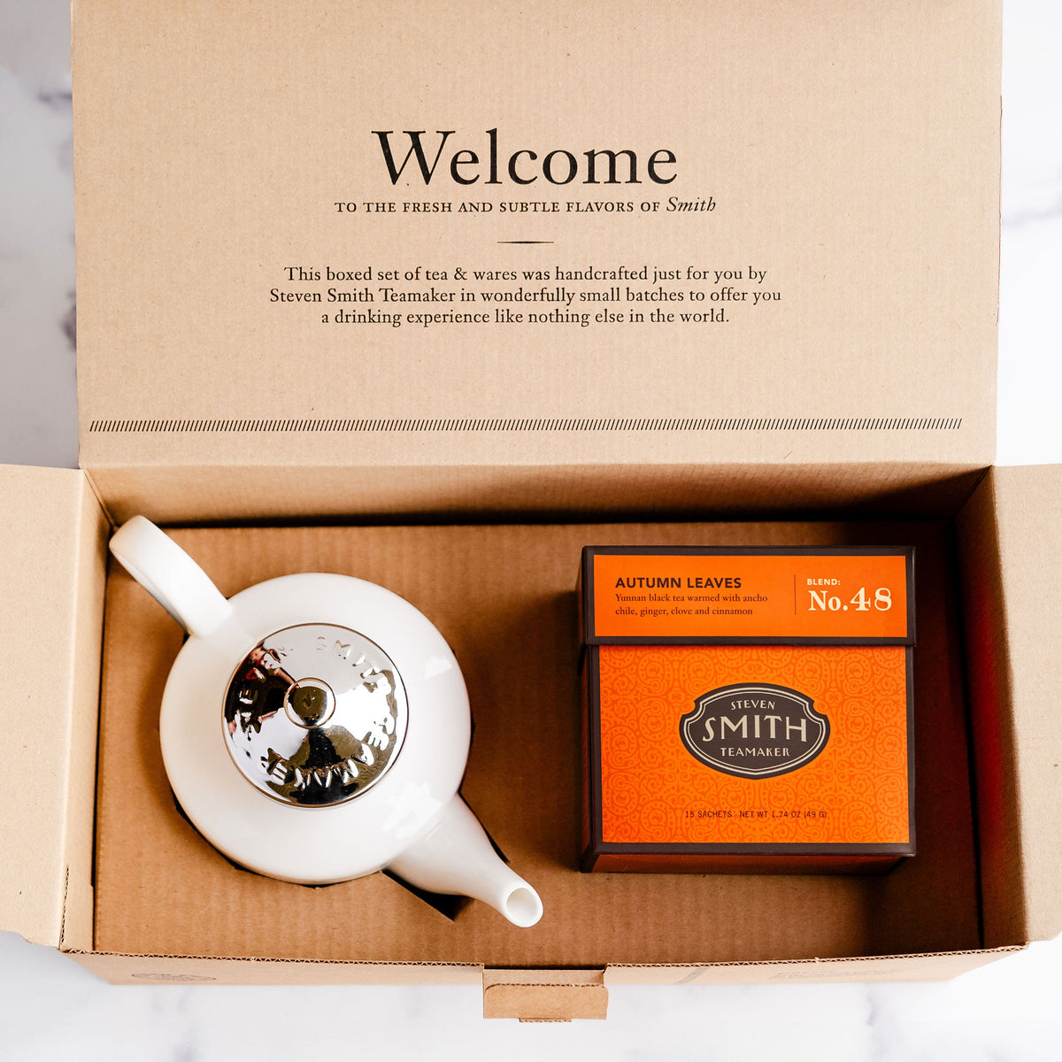 Autumn Leaves Teapot Gift Set Midmorning Sip Pick