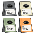 Black, green, herbal and wellness loose leaf packaging